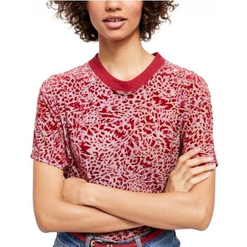 Free People We The Free Teddy T-Shirt S Red